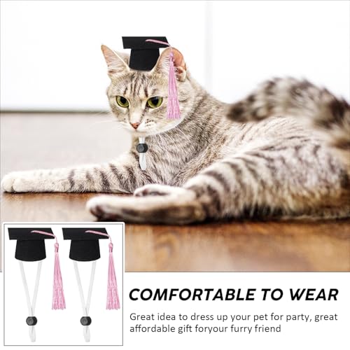 Eccliy 2 Pcs Pet Graduation Caps Mini Bachelor Hats with Tassel for Small Animal Guinea Pigs Hedgehog Bird Turtles Hamster Photo Props Graduation Holiday Festival Party Accessory(Pink) - color: Pink