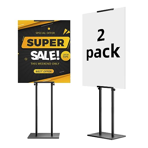 WHAUU 2Pack Sign Holder Display Stand,Heavy Duty Adjustable Pedestal Sign Stand Up to 75 inch,Double-Sided for Board & Foam,Sign Stand with Base,Fit Wedding,Restaurant,Business(Poster not Included) - size: 75 inch-2PACK