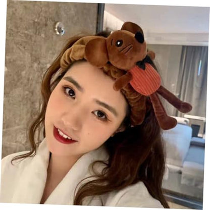 VICASKY Washing Face Hairband Cartoon Animal Headband for Women, Soft Elastic Makeup Hairband Prop for Skincare and Birthday Photography