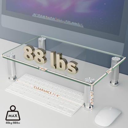 Hemudu Clear Computer Monitor Stand Riser with Height Adjustable Multi Media Desktop Stand for Flat Screen LCD LED, Laptop/Notebook/Xbox One,HD01T-002 - color: Clear