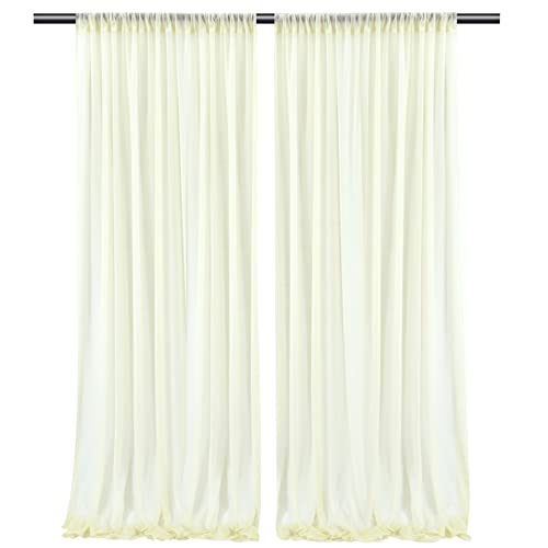 PARTISKY 10ftx10ft Ivory Chiffon Sheer Backdrop Curtains, Wrinkle-Free Wedding Backdrop Drapes for Birthday Party Ceremony Arch Stage Decor Background for Photography 5ft x 10ft,2 Panels - color: Ivory, size: 10ft x 10ft