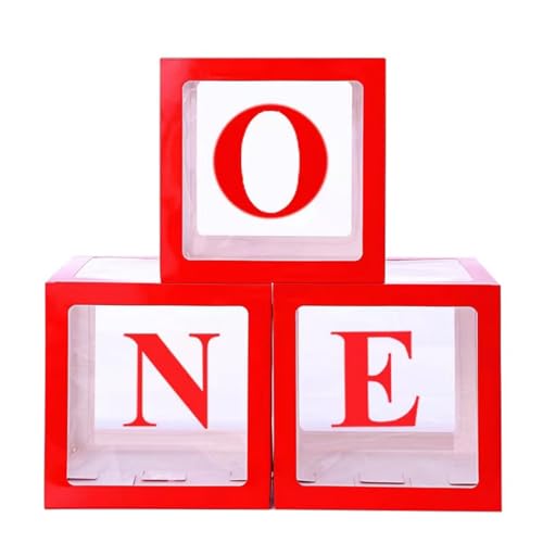 Red One Boxes for 1st Birthday, One Balloon Box With 20 Balloons, Baby Girl 1 Year Old Gifts, 1st Birthday Party Decorations Boy, Anniversary Decorations. Photoshoot Props Backdrop (Red) - color: Red