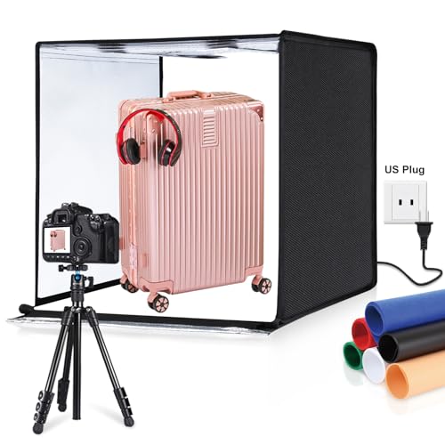 PULUZ Light Box Photography, 24x24 inch Large Photo Light Box with 120 LED Beads, CRI >95, Professional Portable Photo Booth Shooting Tent Kit with 6 Color Backdrops for Product Photography