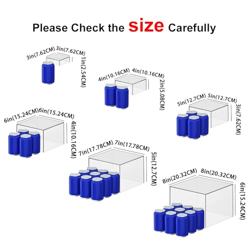 6 Pcs Clear Acrylic Boxes for Display as Buffet Risers and Stands, Food Risers for Party, Table, Stands, including 8", 7", 6", 5", 4", 3" (Small, 6Pcs, Clear) - size: Small, 6Pcs, Clear