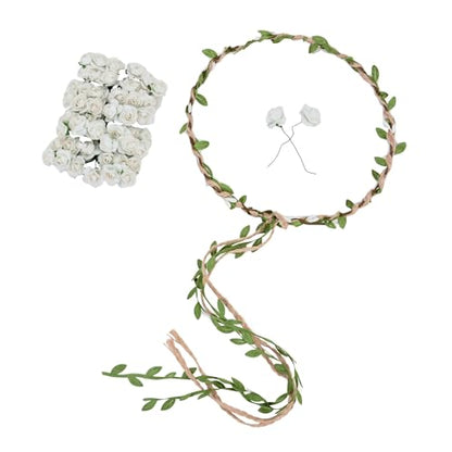 DDazzling Flower Crown Floral Wreath Headband Floral Garland Headbands photo props (White) - color: White