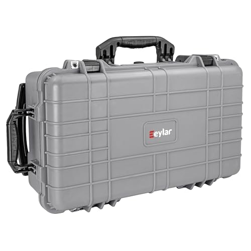 Eylar 22" Carry-On Travel Roller Gear, Camera, Drones, Tools, Equipment Hard Case Waterproof with Foam (Gray) - color: Gray