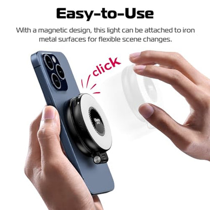 ULANZI LM19 Magnetic Selfie Light, LED Phone Ring Light for iPhone MagSafe, CRI95+ 2500K-8500K Portable Magnetic Phone Fill Lights for Selfies TikTok Video Call Makeup Photography YouTube Vlog - Black - color: Black