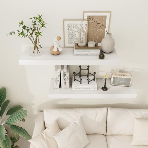 White Floating Shelves 36 Inch Long, 12 Inch Deep Floating Shelves for Wall, 36 x 12 Shelves for Wall Storage & Display, 2" Thick Floating Shelf for Bathroom, Living Room, Bedroom, Set of 1 - color: White, size: 36"w X 12"d, 1 Pack