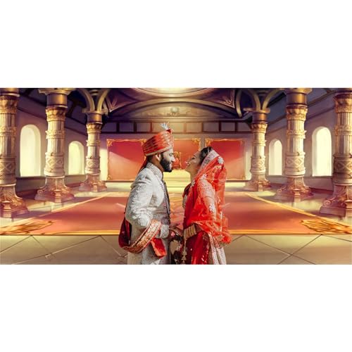 20x10ft Luxury Palaces Photo Backdrop Ancient Royal Throne Golden Hall Carpet Marble Pillar Photography Background Wedding Birthday Kids Costume Party Princess Prince King Queen Portrait - size: 20x10ft