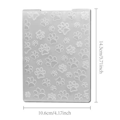 Pet Dog Paw Print Background Plastic Embossing Folders for Card Making Cat Paw Prints Scrapbooking Plastic Template Photo Album Card Paper Handmade DIY Craft Decoration Template Molds - color: pawprints background