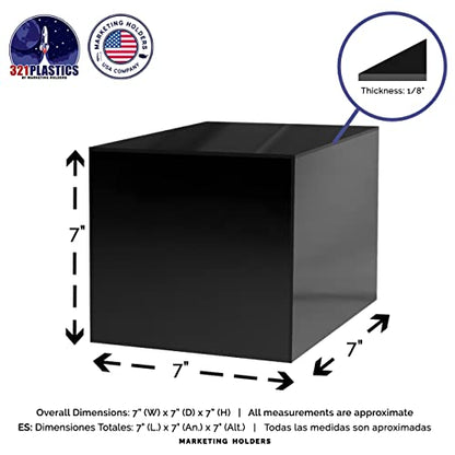 Acrylic Display Box with One Open Side 7" Black Versatile Square Plastic Merchandise Storage Bin or Retail Product Riser by Marketing Holders