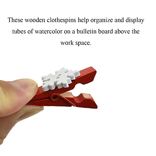 HAHIYO Mini Wooden Snowflake Clothespin Clip Christmas Photo Paper Holders 1.38inch Tight Clamp Not Fray Rope Post Notices Handy Read for Hanging Postcard Wedding Red 50PCS - size: Red(Snowflake) 1.38 inches 50 Pack