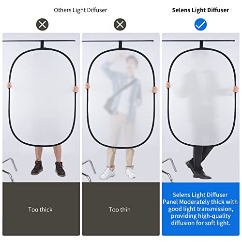 Selens Soft White Diffuser Foldable Light Diffuser Light Diffusion Panel with Carry Bag, Diffuser Fabric Light Modifier for TV Production Video Studio Photography Interview Portrait Shots -31x47in… - size: 31x47inch/80x120cm with carrying bag