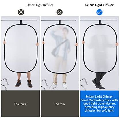 Selens Soft White Diffuser Foldable Light Diffuser Light Diffusion Panel with Carry Bag, Diffuser Fabric Light Modifier for TV Production Video Studio Photography Interview Portrait Shots -31x47in… - size: 31x47inch/80x120cm with carrying bag