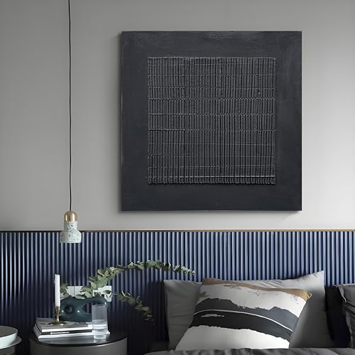 NANKAI Art Hand-Painted Thick Texture Black Canvas Abstract Art 24x24 inch Home Wall Art Deco Oil Painting - color: Nkhb295