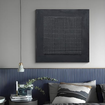 NANKAI Art Hand-Painted Thick Texture Black Canvas Abstract Art 24x24 inch Home Wall Art Deco Oil Painting - color: Nkhb295