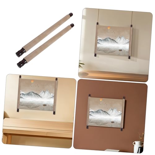 NUOBESTY 2pcs Scroll Mounting Rods with Shaft Calligraphy and Painting Tools for Easy Artwork Display for Photography and Advertising Projects Versatile Craft Supplies