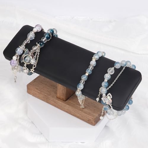 Bracelet Display Tower Watch Holder Jewelry Holder Organizer Rack Wooden Base Watch Display Bangle Scrunchie Headband Headtie Stand Exterior Black PU - color: Flat PU Black