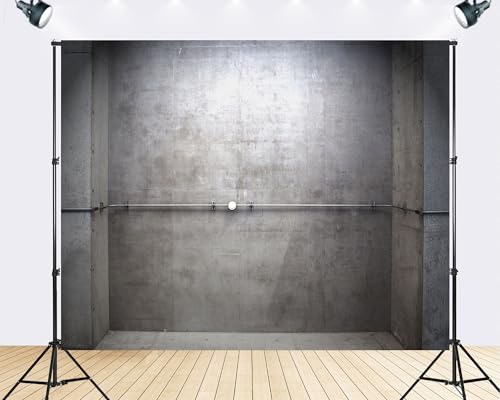 Trykid 10x10ft Minimal Concrete Wall Metal Rod Backdrop Modern Industrial Interior Photography Background Product Shoot Studio Setup Tapestry Party Decoration Photo Studio Prop Fabric - size: 10x10ft