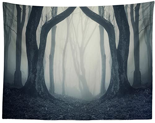 BELECO 5x3ft Fabric Dark Misty Woods Halloween Spooky Forest Backdrop for Photography Magic Grove Vampire Evil Trees Background Witch Wizard Sorcerer Ghost Theme Party Decorations Banner Photo Props - size: 5x3FT