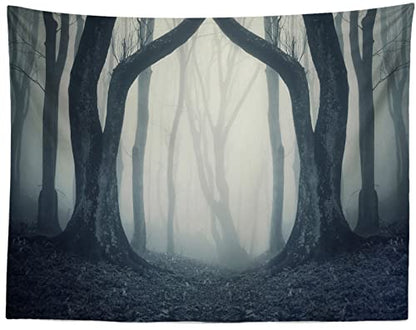 BELECO 9x6ft Fabric Dark Misty Woods Halloween Spooky Forest Backdrop for Photography Magic Grove Vampire Evil Trees Background Witch Wizard Sorcerer Ghost Theme Party Decorations Banner Photo Props - size: 9x6FT