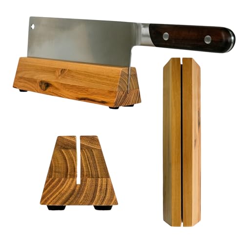 Cleaver Stand | 8.25-inch wood vegetable cleaver knife storage block (Teak, 2mm) - size: 2mm