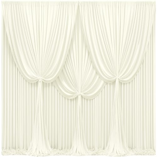 24x10FT Ivory Backdrop Curtains for Wedding Parties, Wrinkle Free Polyester Photography Backdrop Drapes for Wedding Baby Shower Birthday Parties Stage Background Stand Decorations 4x10ft,6 Panels - color: Ivory, size: W4' x H10'(6 Panels)