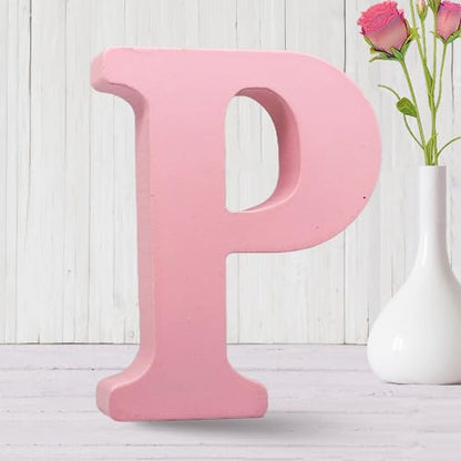 AOCEAN 6 Inch Pink Wood Letters Unfinished Wooden Letters for Wall MAGA Decorative Standing Letters Slices Sign Board for Crafts Christmas Decoration Home Party Projects (P) - style: P