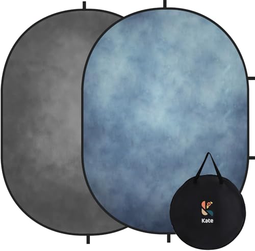 Kate 5x6.5ft(1.5x2m) Collapsible Backdrop Blue Grey Pop up Backgrounds Folding Photography Backdrops Photoshoot Prop