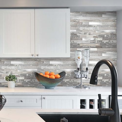 Yipscazo 2026 New Upgrade Peel and Stick Wood Metal Tile Backsplash, Stick on Tiles for Backsplash Kitchen, Bathroom (10 Sheets, Light Rustic) - color: Rustic