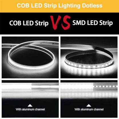 LLTOP COB LED Strip Lights Waterproof IP67 DC24v Daylight White 6000K 16.4ft/5m High CRI 92Ra+ Outdoor LED Tape Lighting DIY Cuttable for Bedroom Kitchen Cabinet Shelf (Power Supply Not Included) - color: Daylight White 6000K (power supply not included)