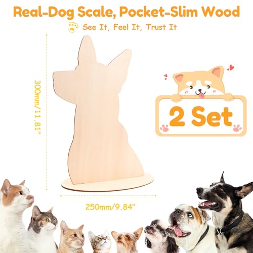 Dog Mannequin,Wood Dog Silhouette Display Stand,Dog Bandanas Display Stand,Pet Bibs and Scarves Display Stands for Shops, Craft Festivals, Trade Shows or Photography Prop(2 Pack )