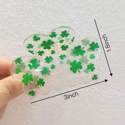 2pcs Green Shamrock Hair Claw Clips, St. Patrick's Day Hair Accessories for Women Girls,Irish Flag Lucky Clover Hair Jaw Barrettes,Holiday Party Favors - color: St. Patrick's A