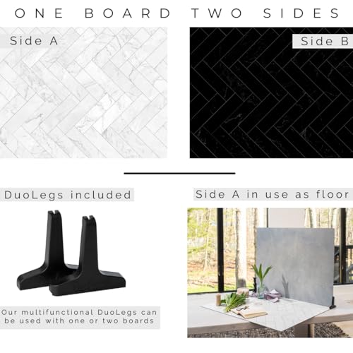 V-FLAT WORLD Duo Board Product Photography Backdrops - 2-Sided Background for Photograph, Item & Food Photography Background - Includes Legs & Mat - 30" x 40", Zigzag Marble White/Zigzag Marble Black - color: Zigzag Marble White/Zigzag Marble Black, size: