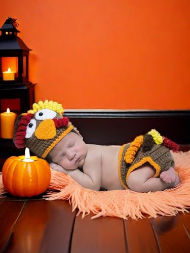 Christmas Newborn Baby Photography Props Outfits Halloween Turkey Hat Short Hat ﻿Pants Set Infant Baby Boy Girl Photoshoot ﻿