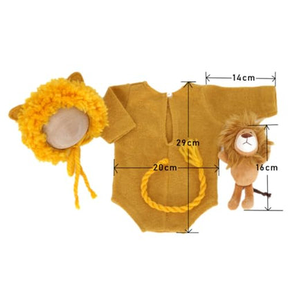 Newborn Baby Photo Shoot Props Girl Boy Crochet Knit Hat Costume Stripe Hat Pants Overalls Photography Props - color: Yellow a