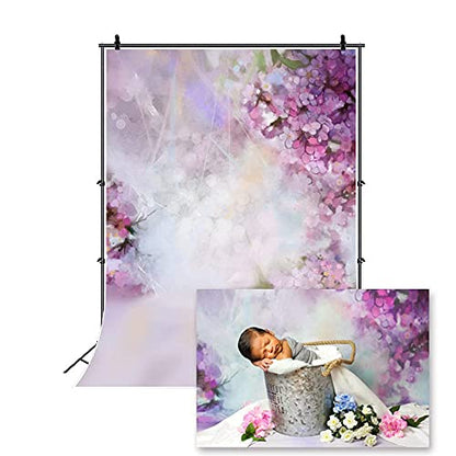 Laeacco 3x5ft Newborn Baby Portrait Theme Backdrops for Photography Dreamy Flowers Baby Photo Backdrop 1x1.5m Newborn Photography Backdrop Sweet Girl Birthday Baby Shower Pregnant Photoshoot - size: 3x5ft