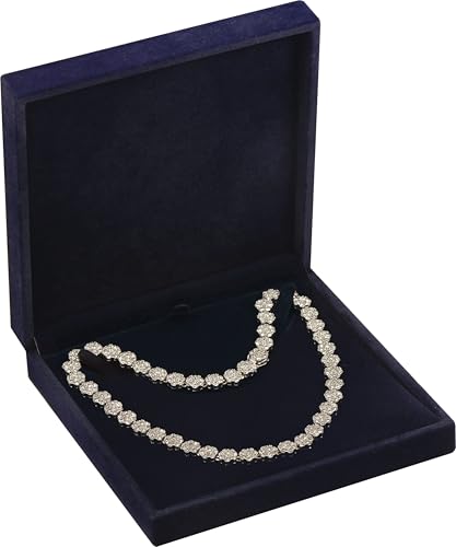 LAODA Big Necklace Chain Jewelry Gift Box Soft Touch Premium Velvet Material Choker Necklace Storage Holder Box for Women Men Size 6.4"(W)*6.4"(D)*1.5"(H) (1, Navy Blue) - color: Navy Blue