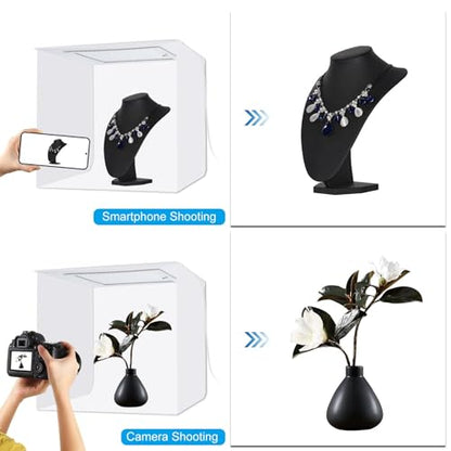 Portable Photo Studio Light Box, Photo Light Box, 16"x16"x16" Professional Dimmable Shooting Tent Kit with CRI >97 150 LED Lights 5700k 3600lm 4 Backdrops for Small Product Photography - size: 16*16*16 inch