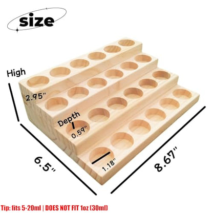 Essential Oil Display Stand 4 Tier Essential Oil Holder Solid Wood Essential Oil Rack for 24 Bottles Tabletop Display Holder Bottle Organizer for 5-20ml Bottles Display for Essential Oils - style: 4 Layers-1