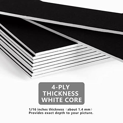 Somime 10 Pack Picture Mats 16x20 for 11x14 Photos, Acid Free Black 16x20 Precut Mat, White Core Bevel Cut Frame Matte, Ideal for Frames, Pictures - size: black 10pc precut 16x20
