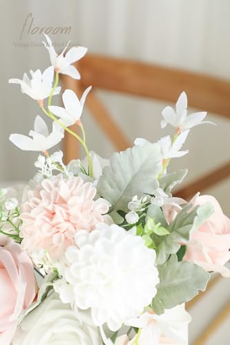 Floroom Artificial Greenery Stems Box Set, 97pcs with 6 Kinds of Faux Greenery Flowers Picks for DIY Bridal Bouquets Wedding Floral Arrangement Table Centerpieces, Sage Green & White - color: Sage Green & White