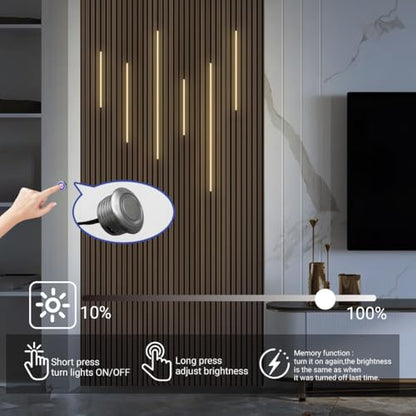 HAMRVL Black LED Recessed Lighting Kit - 6pcs DC12V Warm White Slat Wall Lights with Smart Switch,3000k Self-Adhesive Wall Panel Lights for Wood Slat Wall Panels, Headboards, Stairs, Media Wall Panels - color: black - Warm White 3000k, size: 42in+26in+18i