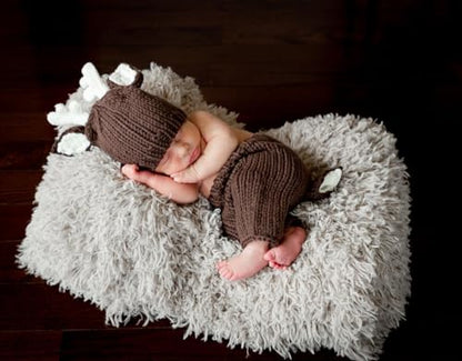 Jastore Baby Photography Props Newborn Boy Girl Photo Shoot Outfits Crochet Costume Infant Knitted Hat Sets - color: Deer