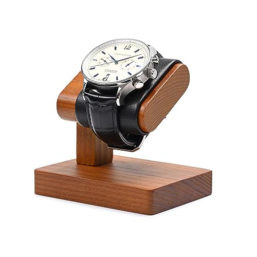 Solid Wood Single Watch Display Stand for Men Jewelry Watch Showcase Stand Display (Black) - color: Black