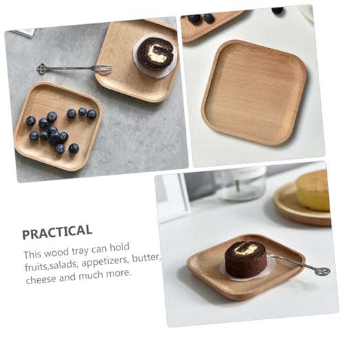 Ciieeo Wooden Serving Plate Mini Appetizer Tray Small Square Dessert Plate for Party Snack Display and Food Photography Prop