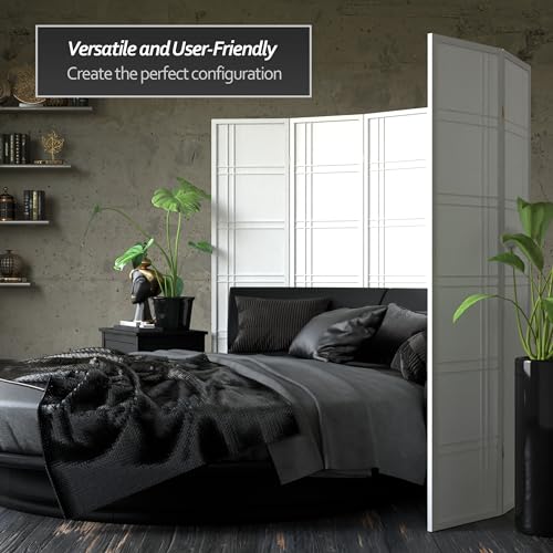 Red Lantern 6 ft. Tall Double Cross Shoji Screen - White - 5 Panels - color: White, size: 5 Panel