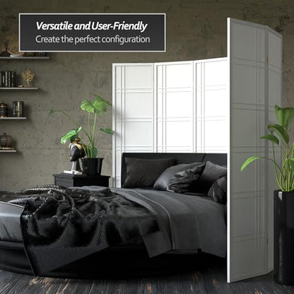 Red Lantern 6 ft. Tall Double Cross Shoji Screen - White - 5 Panels - color: White, size: 5 Panel