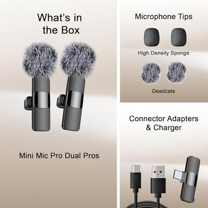 Mini Mic Pro (Latest Model) – #1 Microphone for iPhone & Android, Wireless Mini Microphone, ClearVoice™, Noise Cancelling, Lavalier Mic for TikTok, YouTube & Interviews (iPhone 15+) - style: USB-C Only (iPhone 15+ / Android)