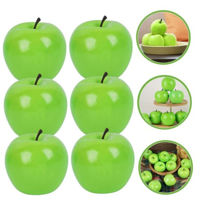 Happyyami 6pcs Realistic Foam Artificial Green Fruit Models for Home Decor and Photography Props, Lightweight Decorative Simulation Fruits for Table Display and Event Styling